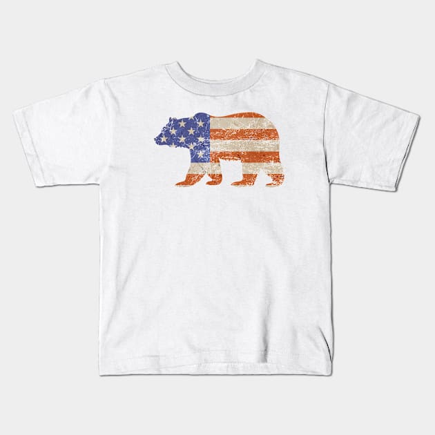 Patriotic Grizzle Bear Kids T-Shirt by Mill Creek Designs